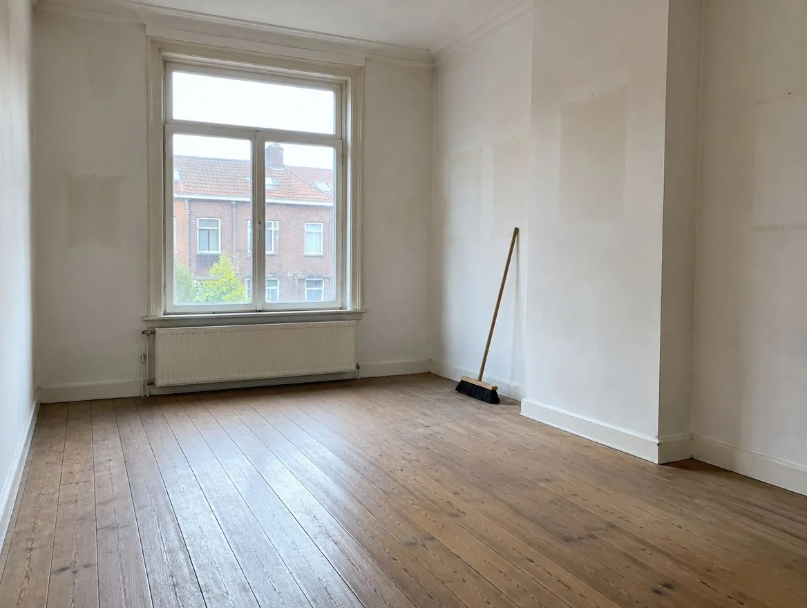Lege, bezemschone kamer na een ontruiming