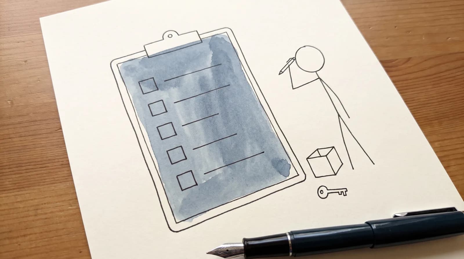 Tekening van een checklist op een klembord